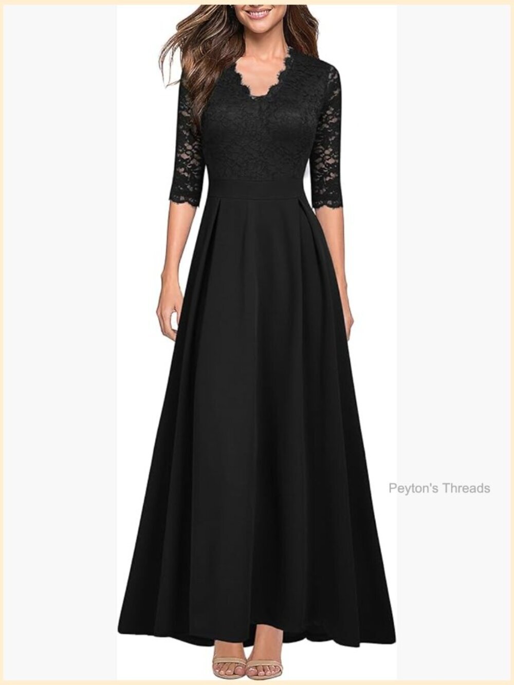 V-Neck Lace Maxi Dress Long Formal Swing Vintage Bridesmaid
